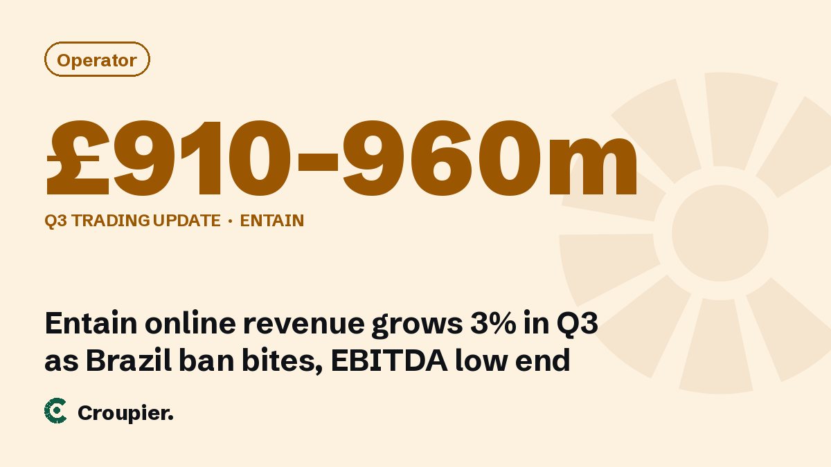 Cover card: Operator · £910–960m · Q3 trading update · Entain