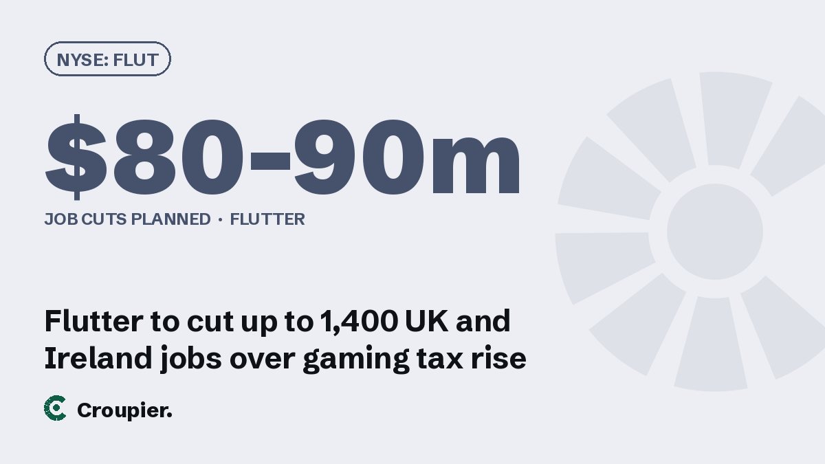 Cover card: NYSE: FLUT · $80–90m · Job cuts planned · Flutter