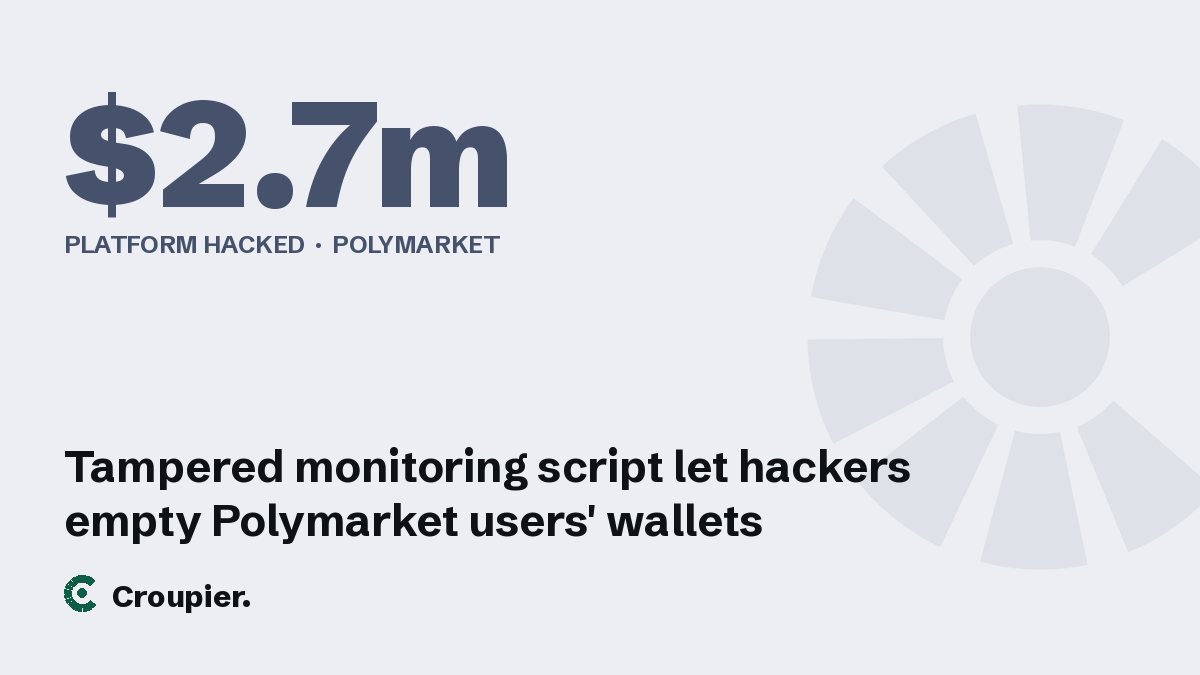 Cover card: $2.7m · Platform hacked · Polymarket
